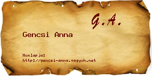 Gencsi Anna névjegykártya